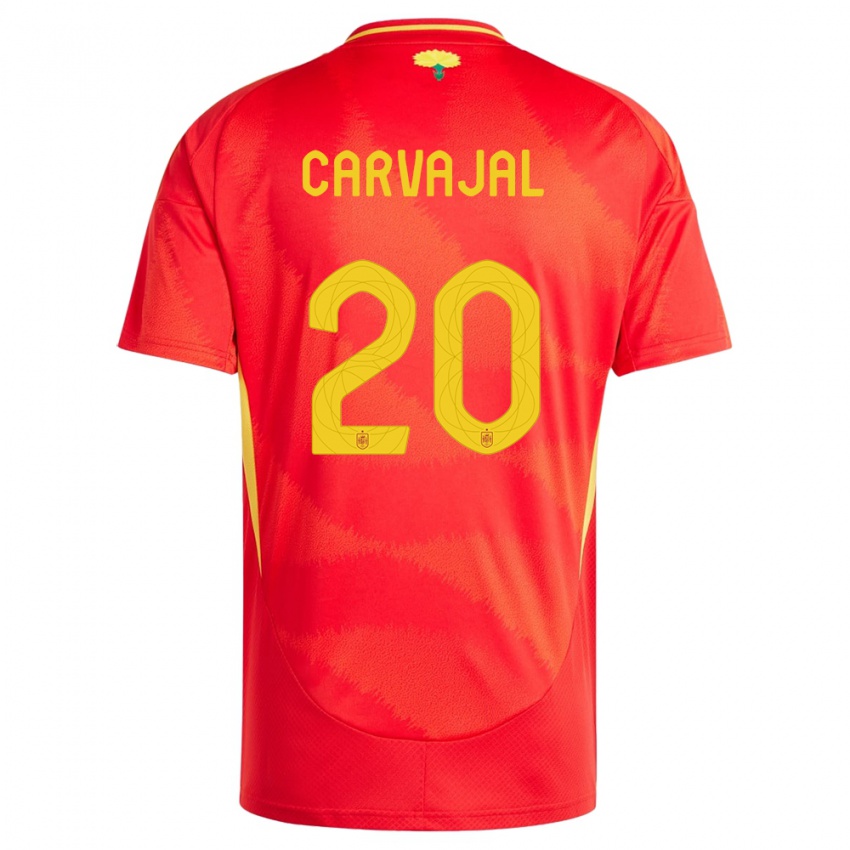 Enfant Maillot Espagne Daniel Carvajal #20 Rouge Tenues Domicile 24-26 T-Shirt Suisse