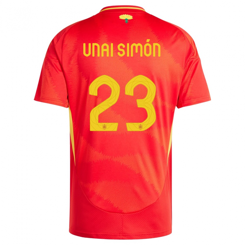 Kinder Spanien Unai Simon #23 Rot Heimtrikot Trikot 24-26 T-Shirt Schweiz