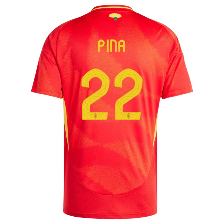 Enfant Maillot Espagne Claudia Pina #22 Rouge Tenues Domicile 24-26 T-Shirt Suisse