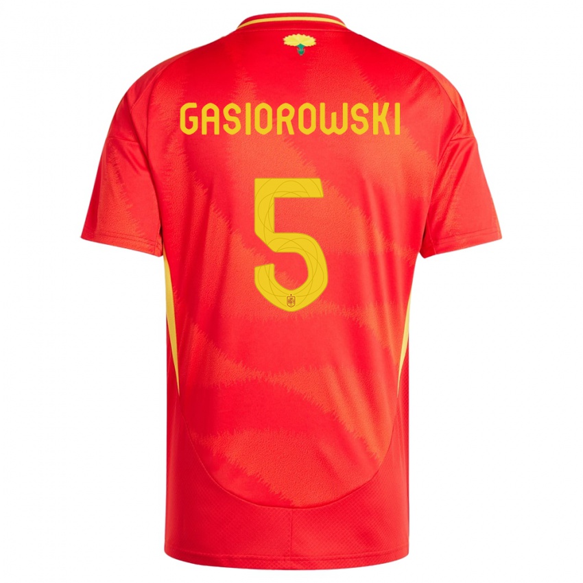 Enfant Maillot Espagne Yarek Gasiorowski #5 Rouge Tenues Domicile 24-26 T-Shirt Suisse