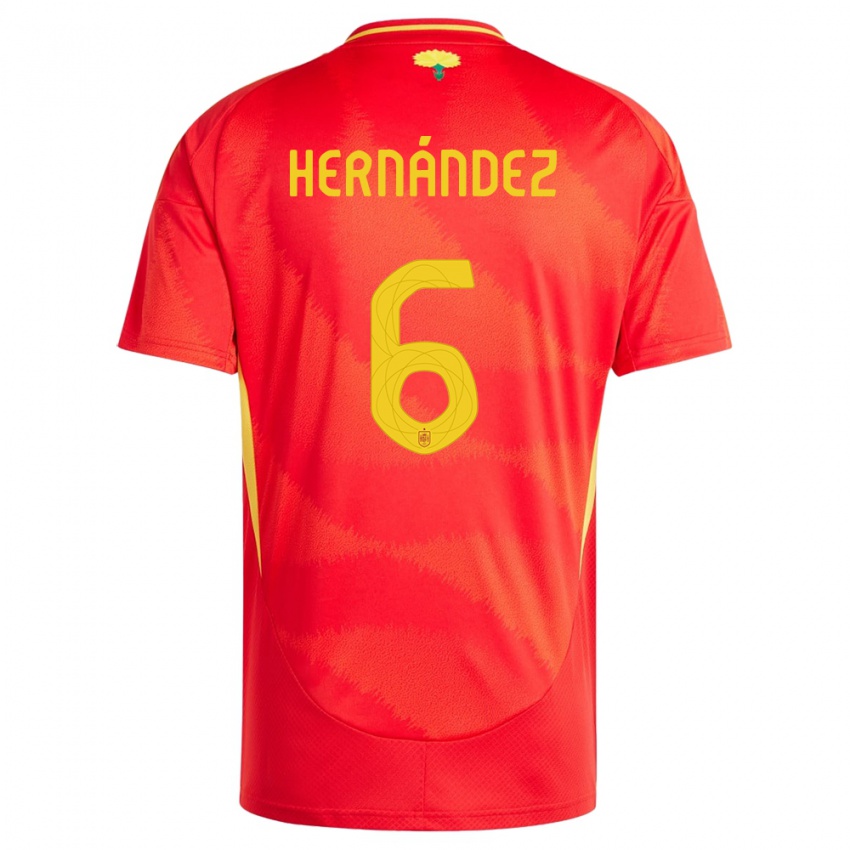 Enfant Maillot Espagne Gerard Hernandez #6 Rouge Tenues Domicile 24-26 T-Shirt Suisse