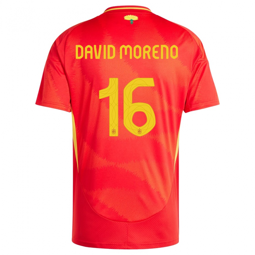 Enfant Maillot Espagne Antonio David Moreno #16 Rouge Tenues Domicile 24-26 T-Shirt Suisse