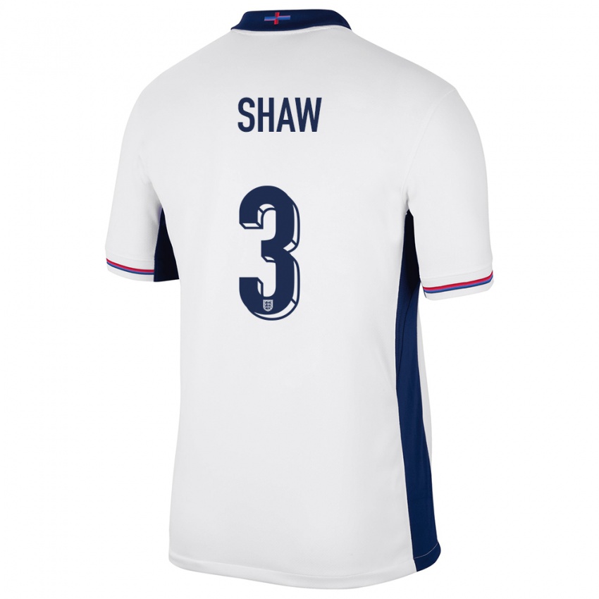 Enfant Maillot Angleterre Luke Shaw #3 Blanc Tenues Domicile 24-26 T-Shirt Suisse