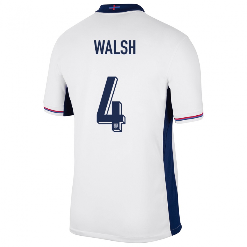 Enfant Maillot Angleterre Keira Walsh #4 Blanc Tenues Domicile 24-26 T-Shirt Suisse