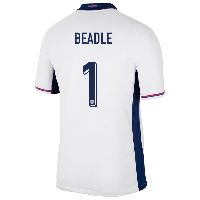 Enfant Maillot Angleterre James Beadle #1 Blanc Tenues Domicile 24-26 T-Shirt Suisse