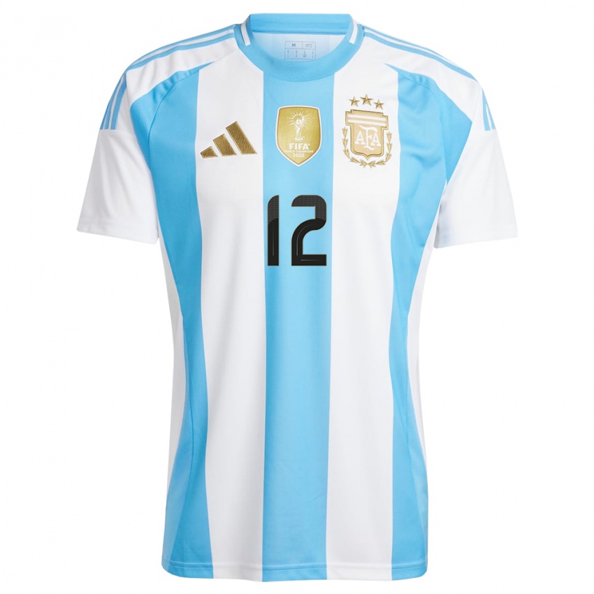 Enfant Maillot Argentine Lautaro Morales #12 Blanc Bleu Tenues Domicile 24-26 T-Shirt Suisse