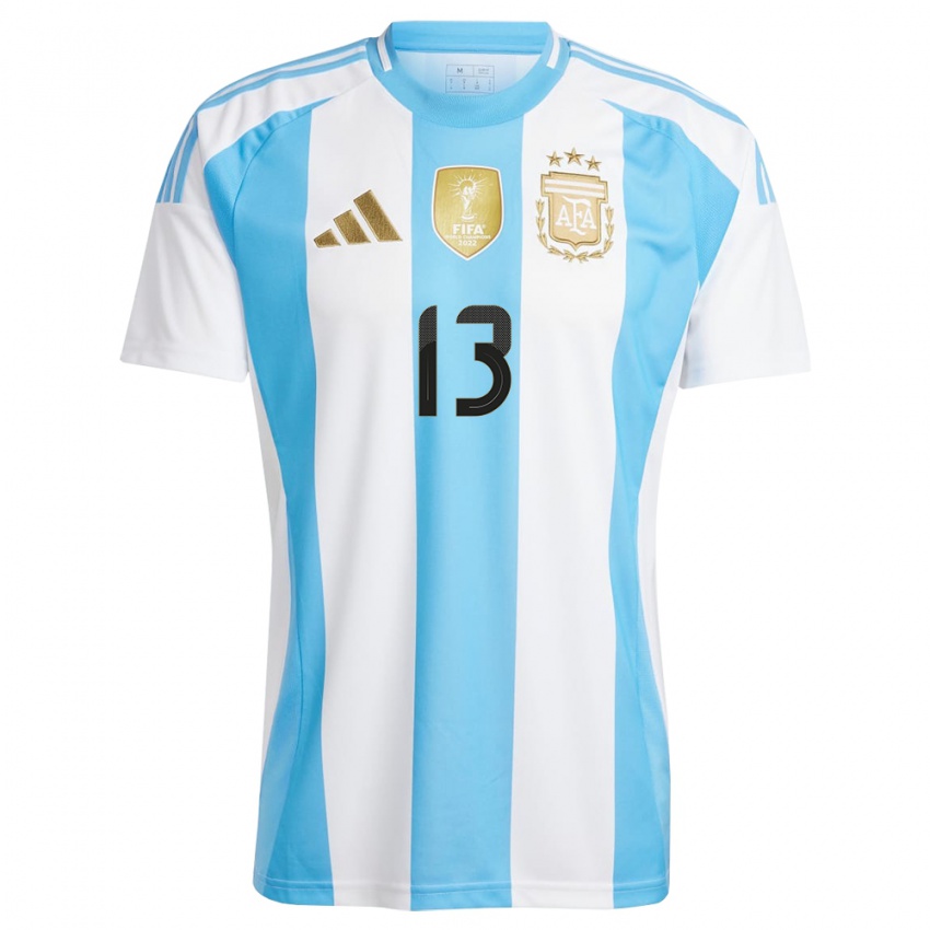 Enfant Maillot Argentine Cristian Romero #13 Blanc Bleu Tenues Domicile 24-26 T-Shirt Suisse