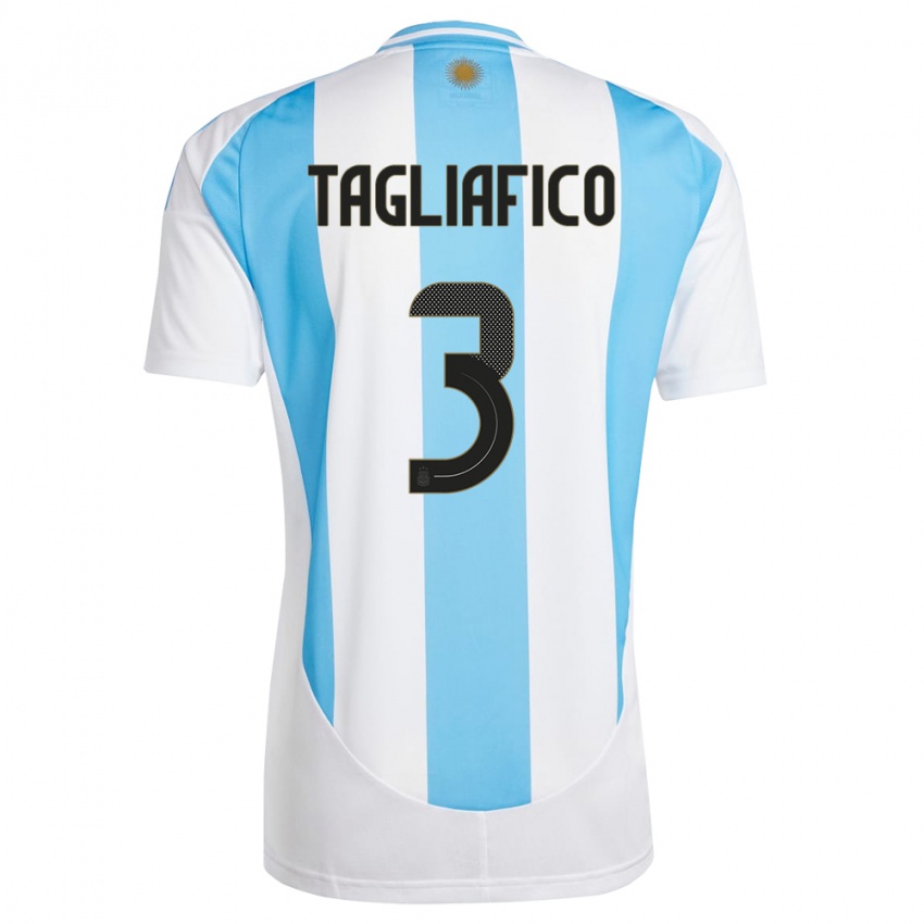 Enfant Maillot Argentine Nicolas Tagliafico #3 Blanc Bleu Tenues Domicile 24-26 T-Shirt Suisse
