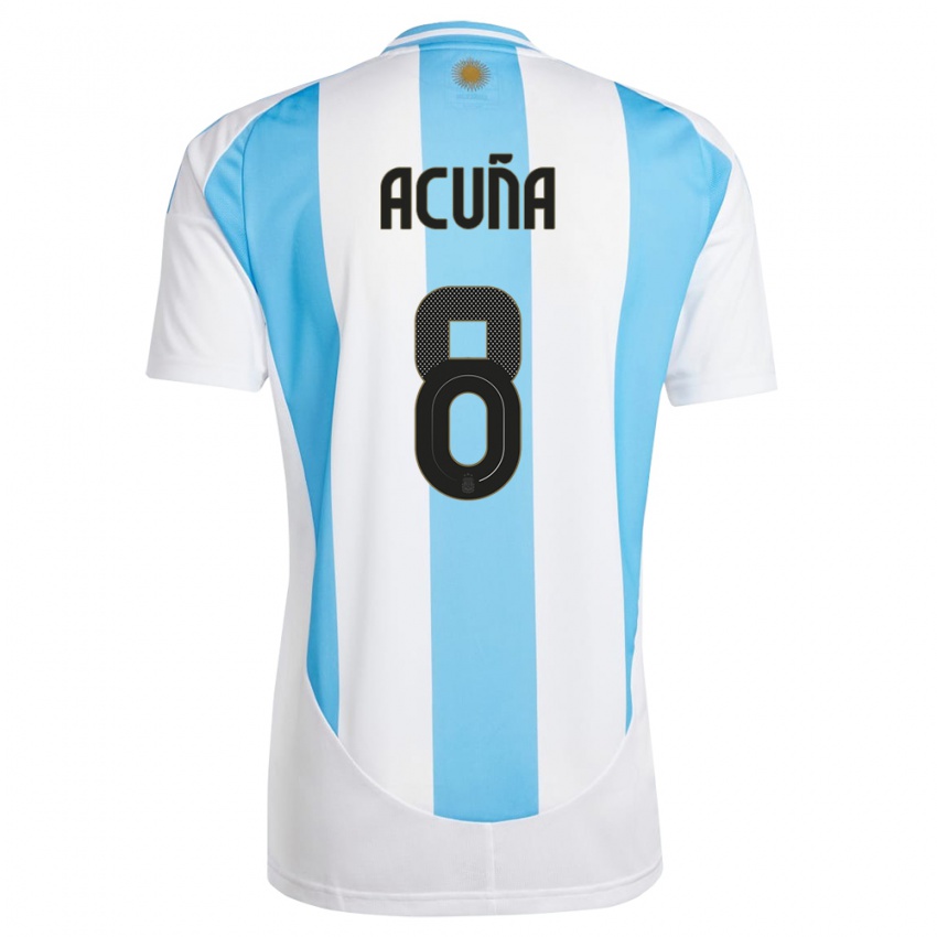 Enfant Maillot Argentine Marcos Acuna #8 Blanc Bleu Tenues Domicile 24-26 T-Shirt Suisse