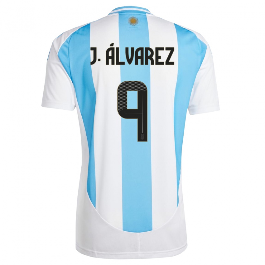 Enfant Maillot Argentine Julian Alvarez #9 Blanc Bleu Tenues Domicile 24-26 T-Shirt Suisse