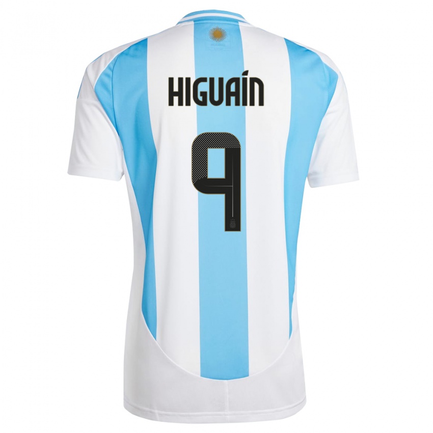 Enfant Maillot Argentine Gonzalo Higuain #9 Blanc Bleu Tenues Domicile 24-26 T-Shirt Suisse