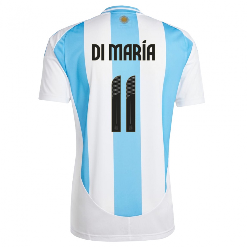 Enfant Maillot Argentine Angel Di Maria #11 Blanc Bleu Tenues Domicile 24-26 T-Shirt Suisse