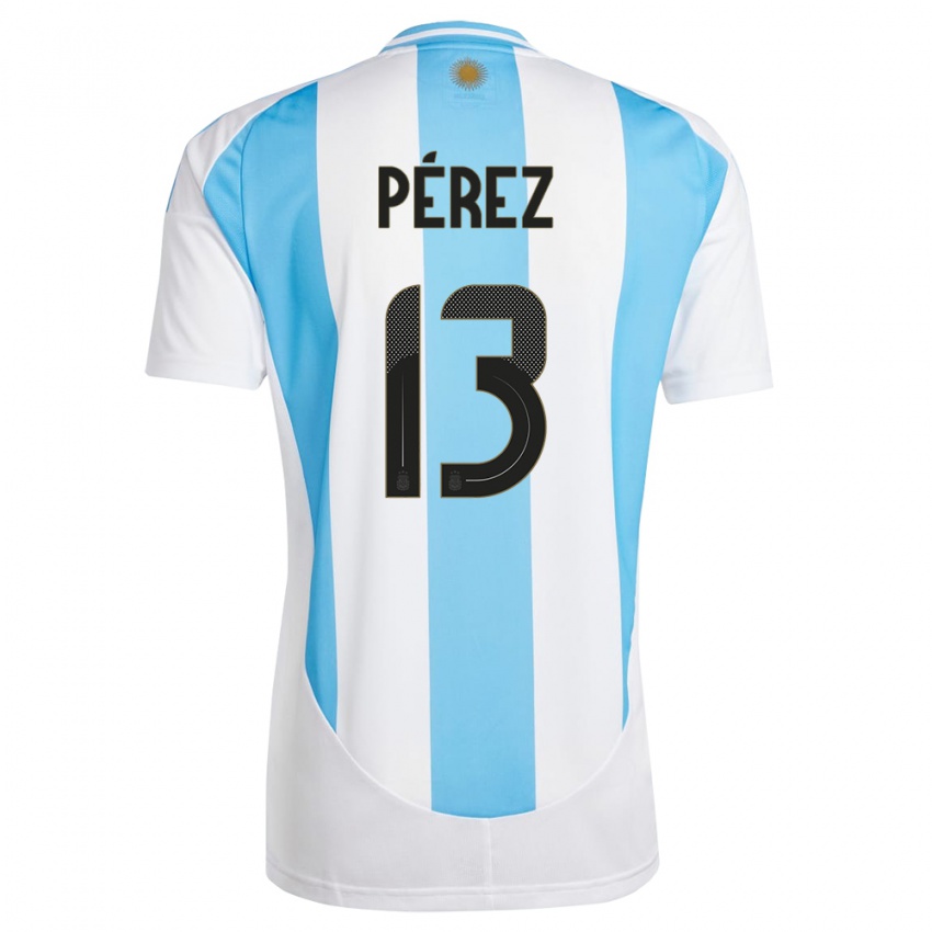 Enfant Maillot Argentine Nehuen Perez #13 Blanc Bleu Tenues Domicile 24-26 T-Shirt Suisse