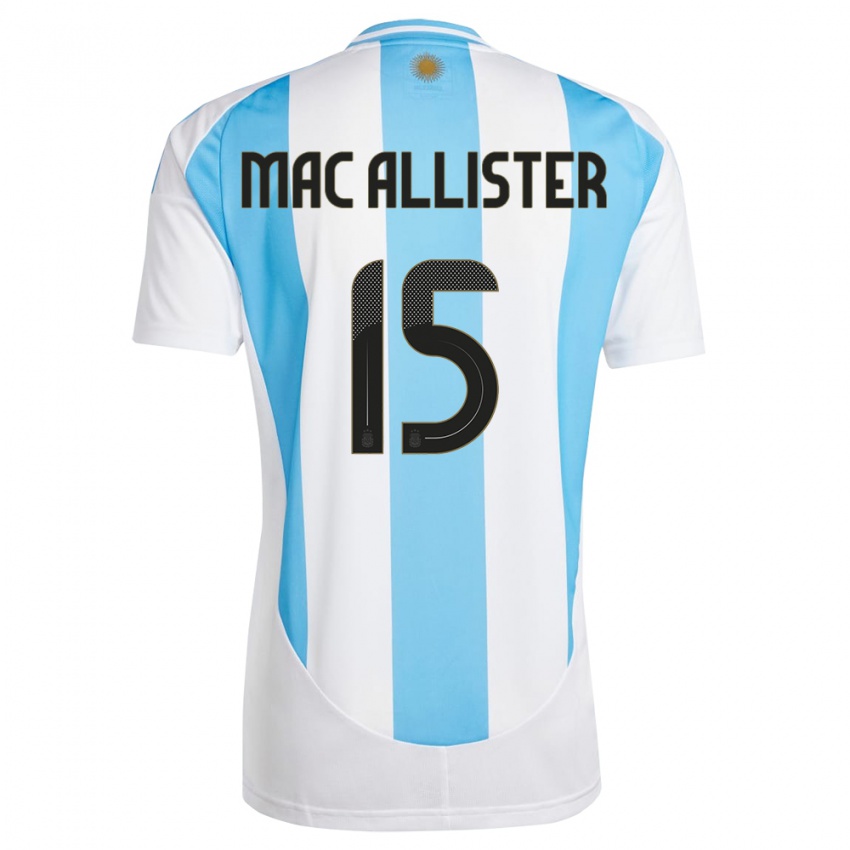 Enfant Maillot Argentine Alexis Mac Allister #15 Blanc Bleu Tenues Domicile 24-26 T-Shirt Suisse