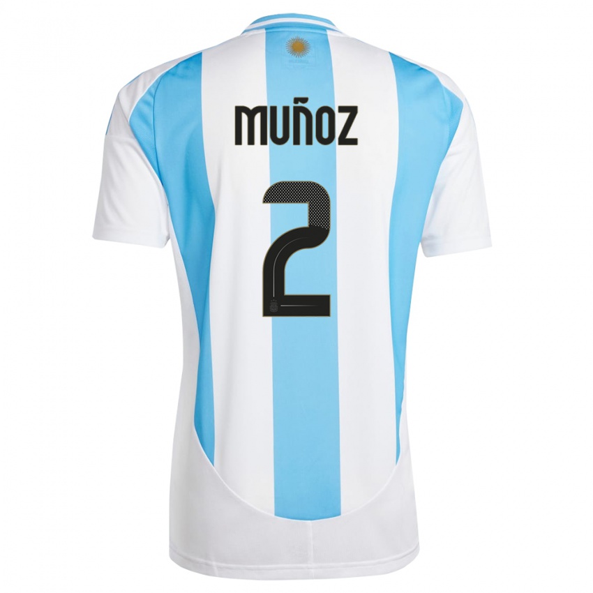 Enfant Maillot Argentine Luana Munoz #2 Blanc Bleu Tenues Domicile 24-26 T-Shirt Suisse