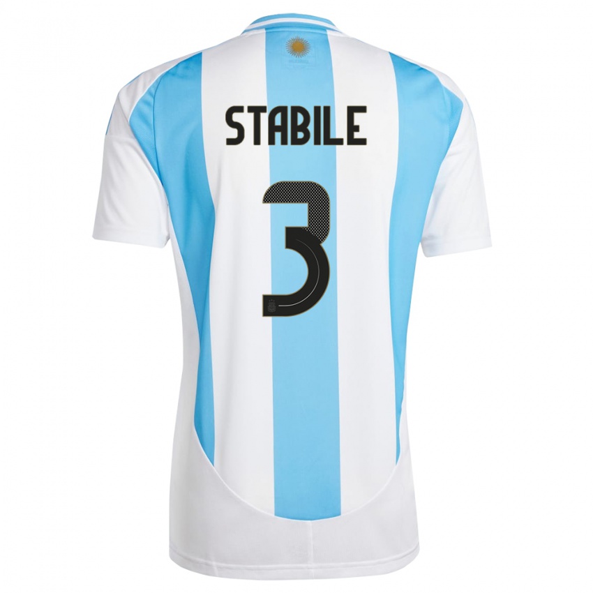 Enfant Maillot Argentine Eliana Stabile #3 Blanc Bleu Tenues Domicile 24-26 T-Shirt Suisse