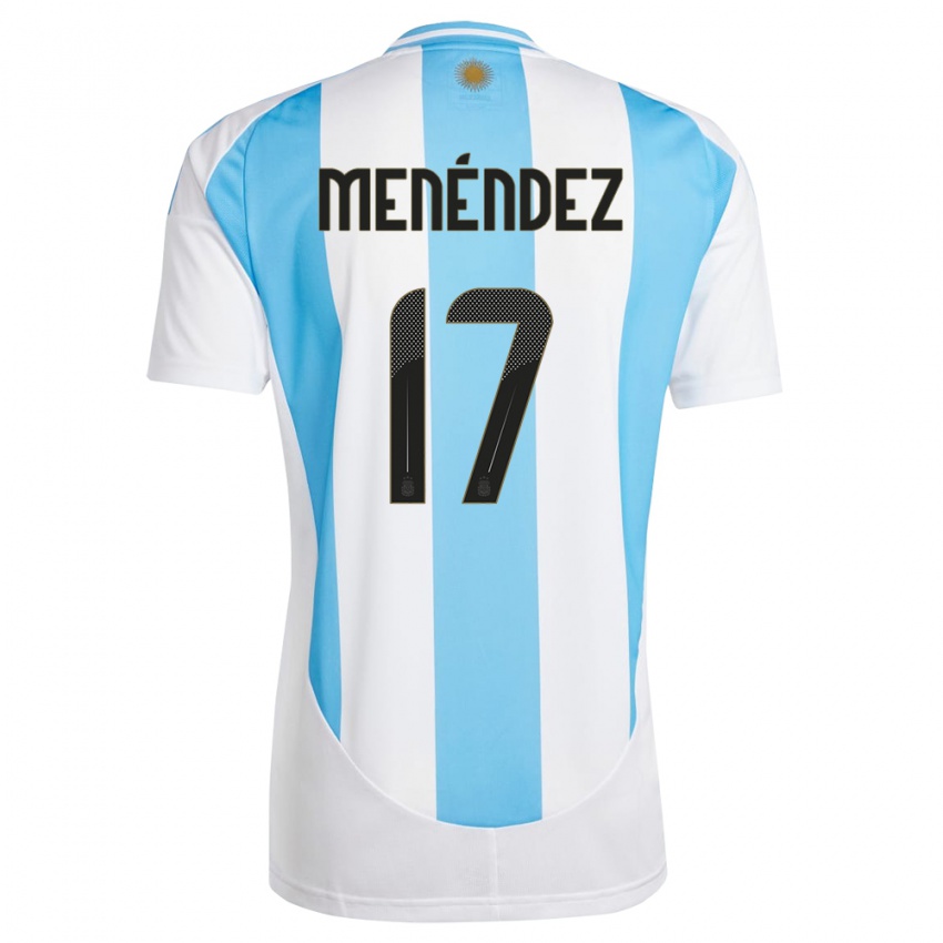 Kinder Argentinien Milagros Menendez #17 Weiß Blau Heimtrikot Trikot 24-26 T-Shirt Schweiz