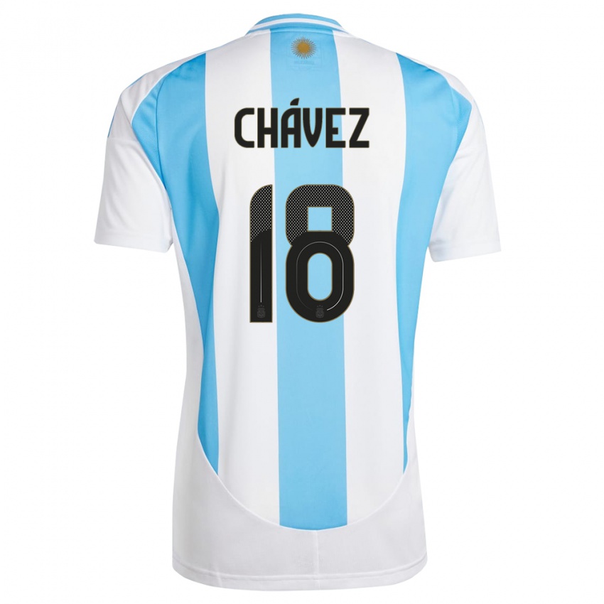Enfant Maillot Argentine Gabriela Chavez #18 Blanc Bleu Tenues Domicile 24-26 T-Shirt Suisse