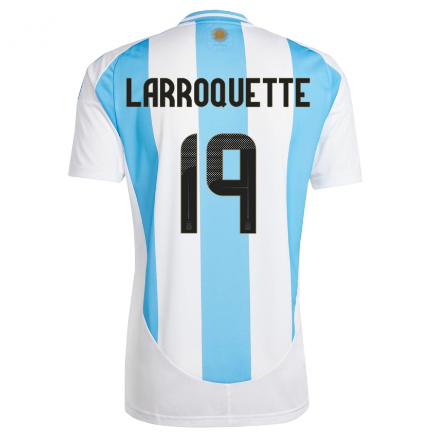 Enfant Maillot Argentine Mariana Larroquette #19 Blanc Bleu Tenues Domicile 24-26 T-Shirt Suisse