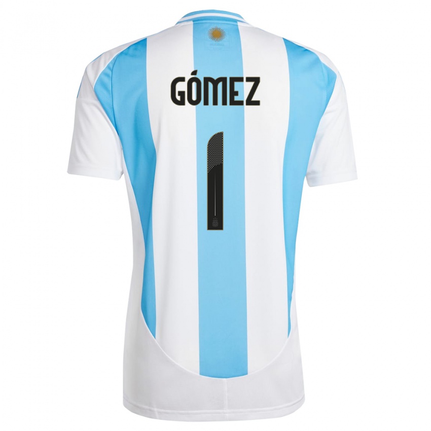 Kinder Argentinien Francisco Gomez #1 Weiß Blau Heimtrikot Trikot 24-26 T-Shirt Schweiz
