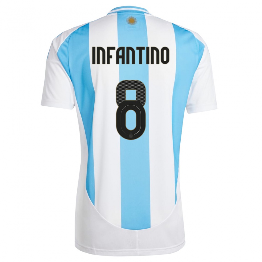 Enfant Maillot Argentine Gino Infantino #8 Blanc Bleu Tenues Domicile 24-26 T-Shirt Suisse
