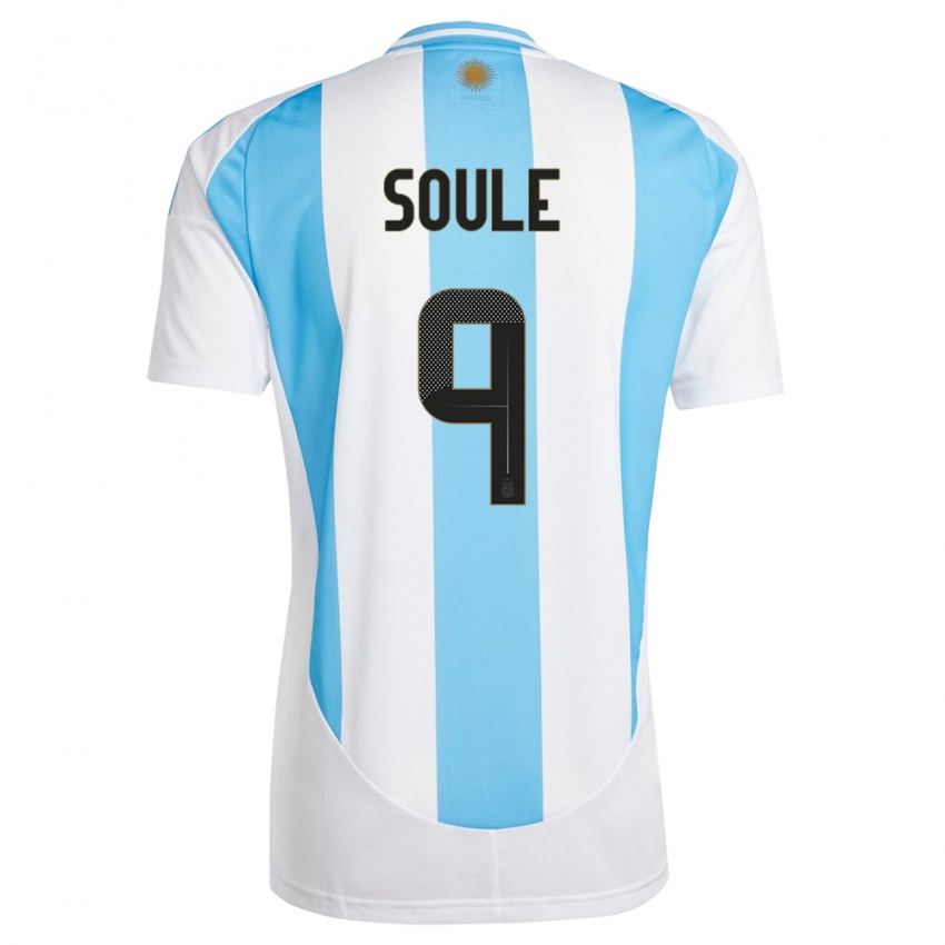 Enfant Maillot Argentine Matias Soule #9 Blanc Bleu Tenues Domicile 24-26 T-Shirt Suisse