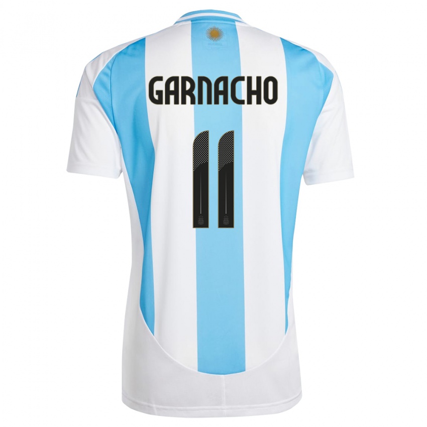 Kinder Argentinien Alejandro Garnacho #11 Weiß Blau Heimtrikot Trikot 24-26 T-Shirt Schweiz