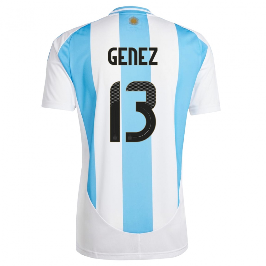 Enfant Maillot Argentine Nahuel Genez #13 Blanc Bleu Tenues Domicile 24-26 T-Shirt Suisse