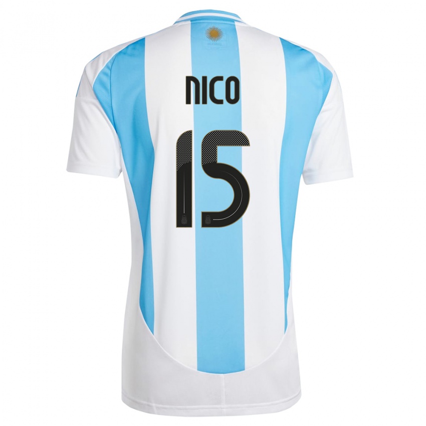 Enfant Maillot Argentine Nico #15 Blanc Bleu Tenues Domicile 24-26 T-Shirt Suisse