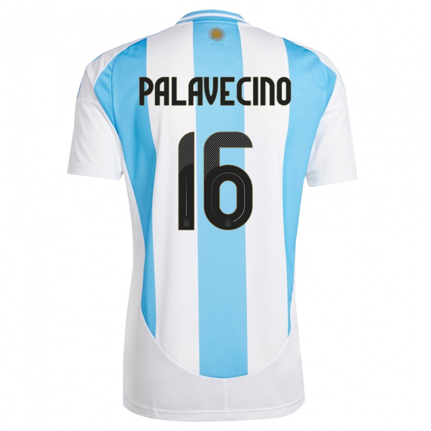 Enfant Maillot Argentine Nicolas Palavecino #16 Blanc Bleu Tenues Domicile 24-26 T-Shirt Suisse