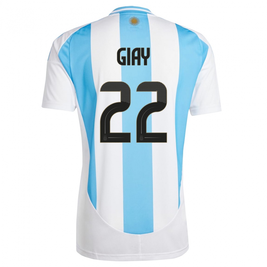 Kinder Argentinien Agustin Giay #22 Weiß Blau Heimtrikot Trikot 24-26 T-Shirt Schweiz