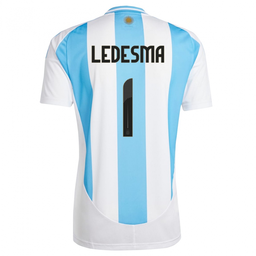 Kinder Argentinien Jeremias Ledesma #1 Weiß Blau Heimtrikot Trikot 24-26 T-Shirt Schweiz
