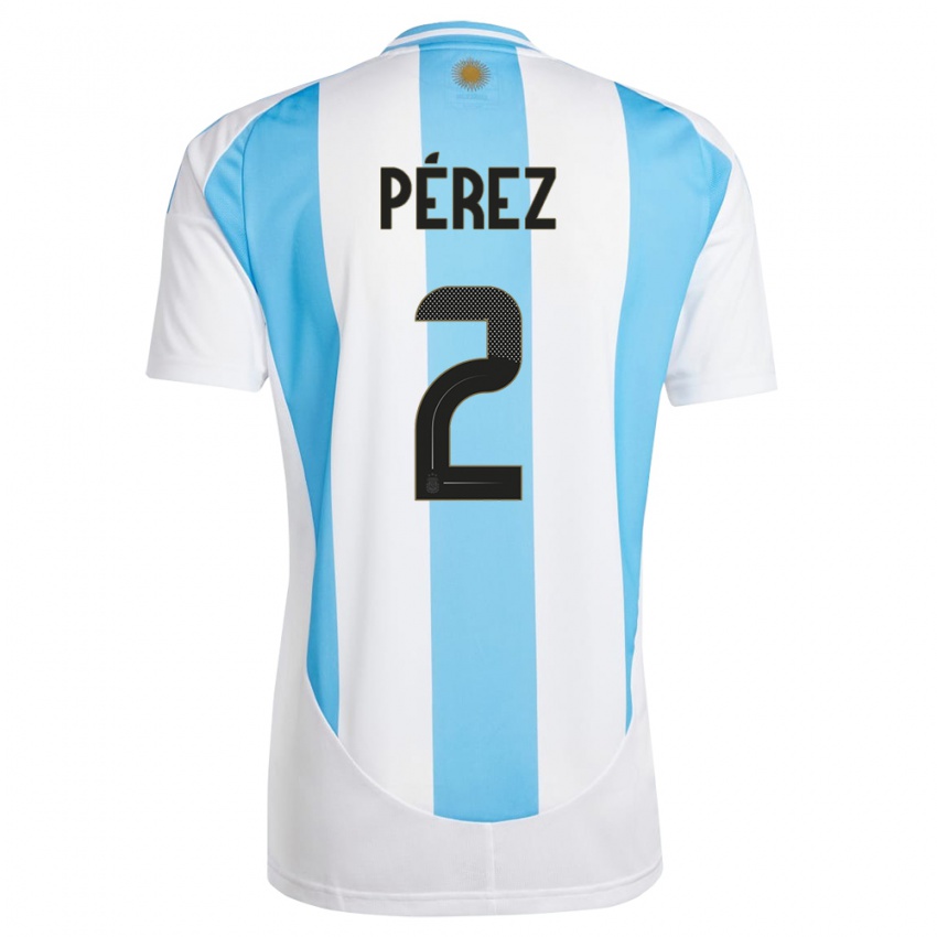 Kinder Argentinien Nehuen Perez #2 Weiß Blau Heimtrikot Trikot 24-26 T-Shirt Schweiz
