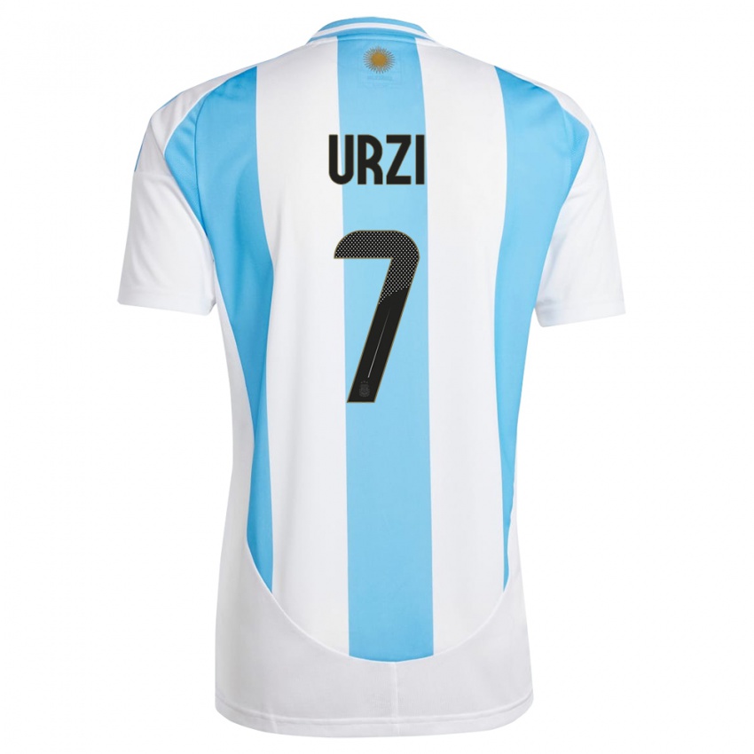 Enfant Maillot Argentine Agustin Urzi #7 Blanc Bleu Tenues Domicile 24-26 T-Shirt Suisse