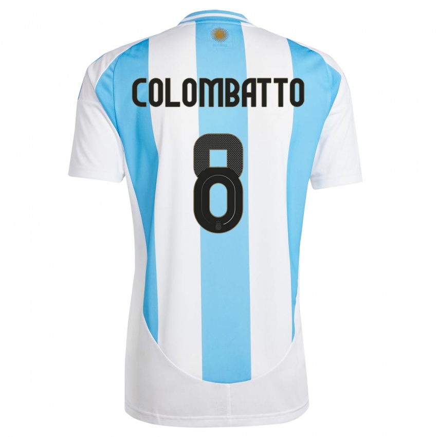 Enfant Maillot Argentine Santiago Colombatto #8 Blanc Bleu Tenues Domicile 24-26 T-Shirt Suisse