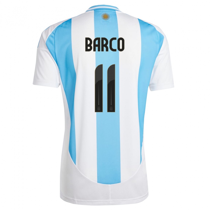 Kinder Argentinien Ezequiel Barco #11 Weiß Blau Heimtrikot Trikot 24-26 T-Shirt Schweiz