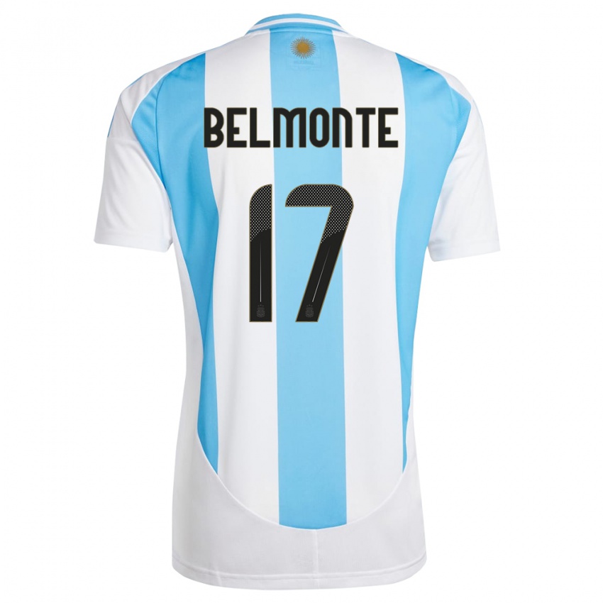 Enfant Maillot Argentine Tomas Belmonte #17 Blanc Bleu Tenues Domicile 24-26 T-Shirt Suisse