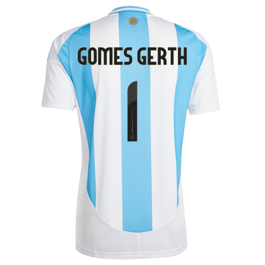 Kinder Argentinien Federico Gomes Gerth #1 Weiß Blau Heimtrikot Trikot 24-26 T-Shirt Schweiz