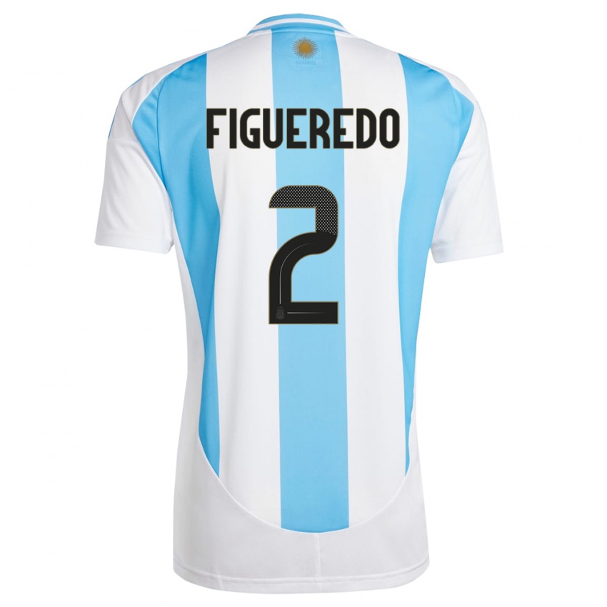 Enfant Maillot Argentine Leandro Figueredo #2 Blanc Bleu Tenues Domicile 24-26 T-Shirt Suisse