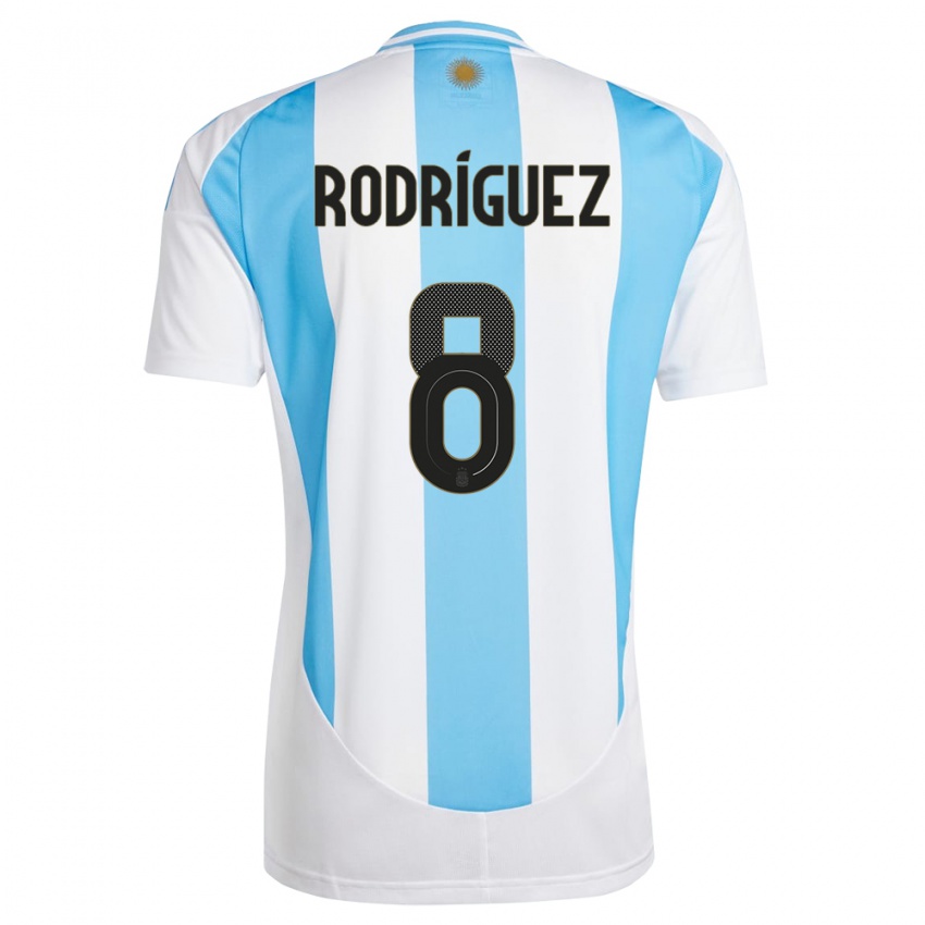 Kinder Argentinien Agustin Rodriguez #8 Weiß Blau Heimtrikot Trikot 24-26 T-Shirt Schweiz