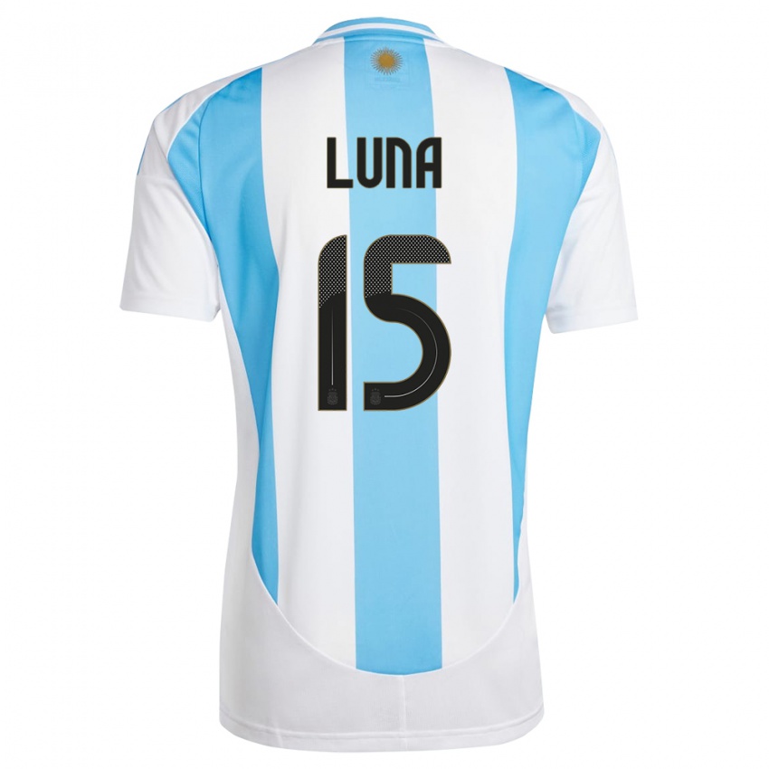 Enfant Maillot Argentine Alex Luna #15 Blanc Bleu Tenues Domicile 24-26 T-Shirt Suisse