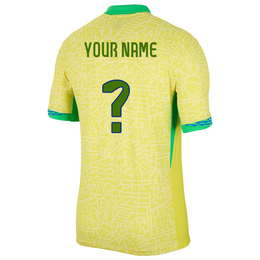 Kinder Brasilien Ihren Namen #0 Gelb Heimtrikot Trikot 24-26 T-Shirt Schweiz