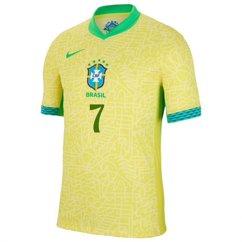 Enfant Maillot Brésil Joao Cruz #7 Jaune Tenues Domicile 24-26 T-Shirt Suisse