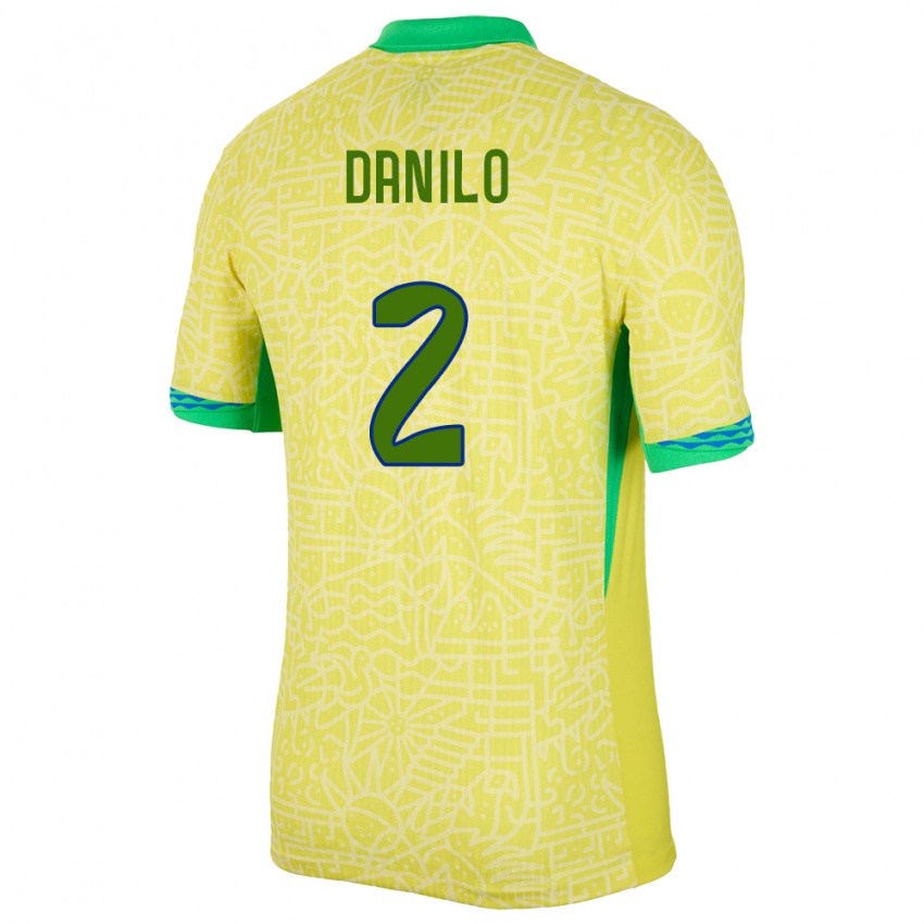 Enfant Maillot Brésil Danilo #2 Jaune Tenues Domicile 24-26 T-Shirt Suisse