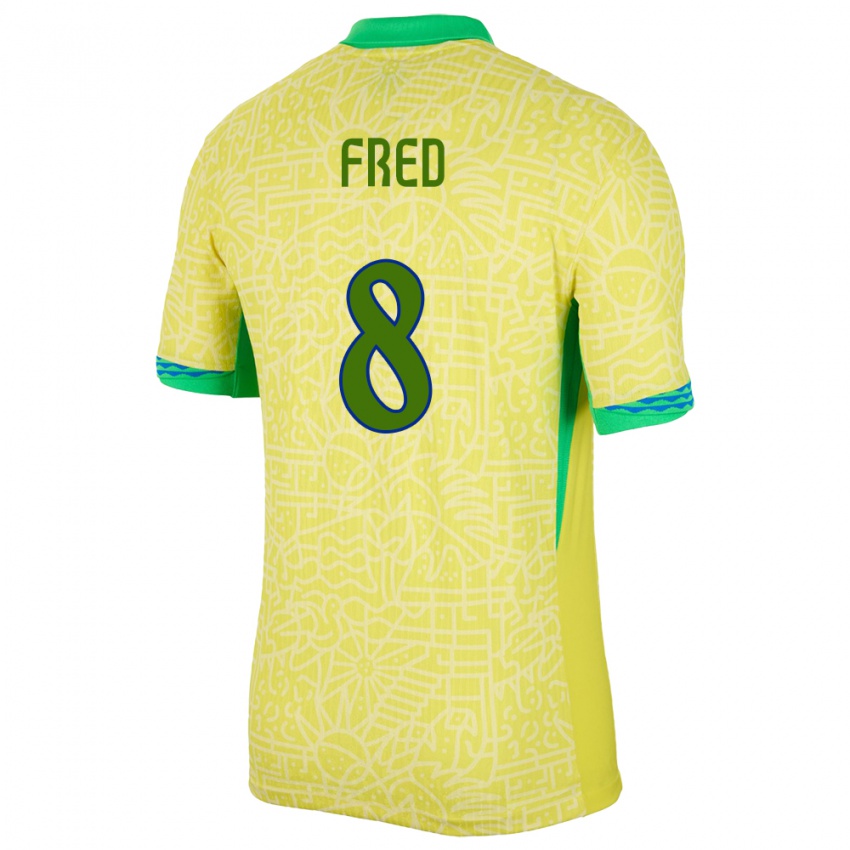 Enfant Maillot Brésil Fred #8 Jaune Tenues Domicile 24-26 T-Shirt Suisse
