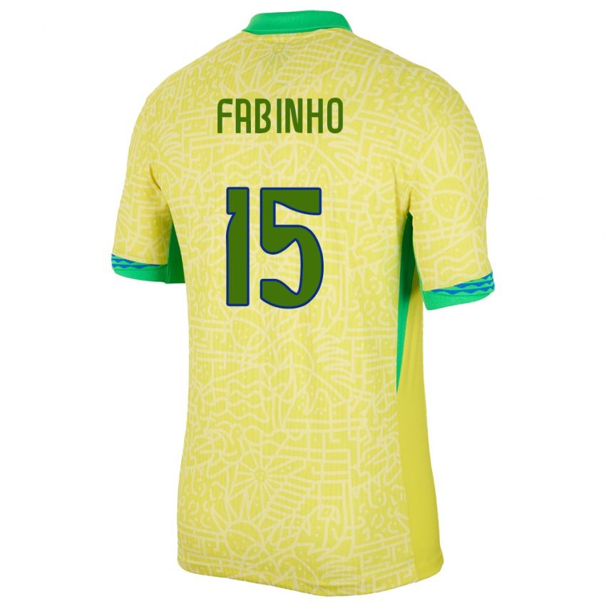 Kinder Brasilien Fabinho #15 Gelb Heimtrikot Trikot 24-26 T-Shirt Schweiz