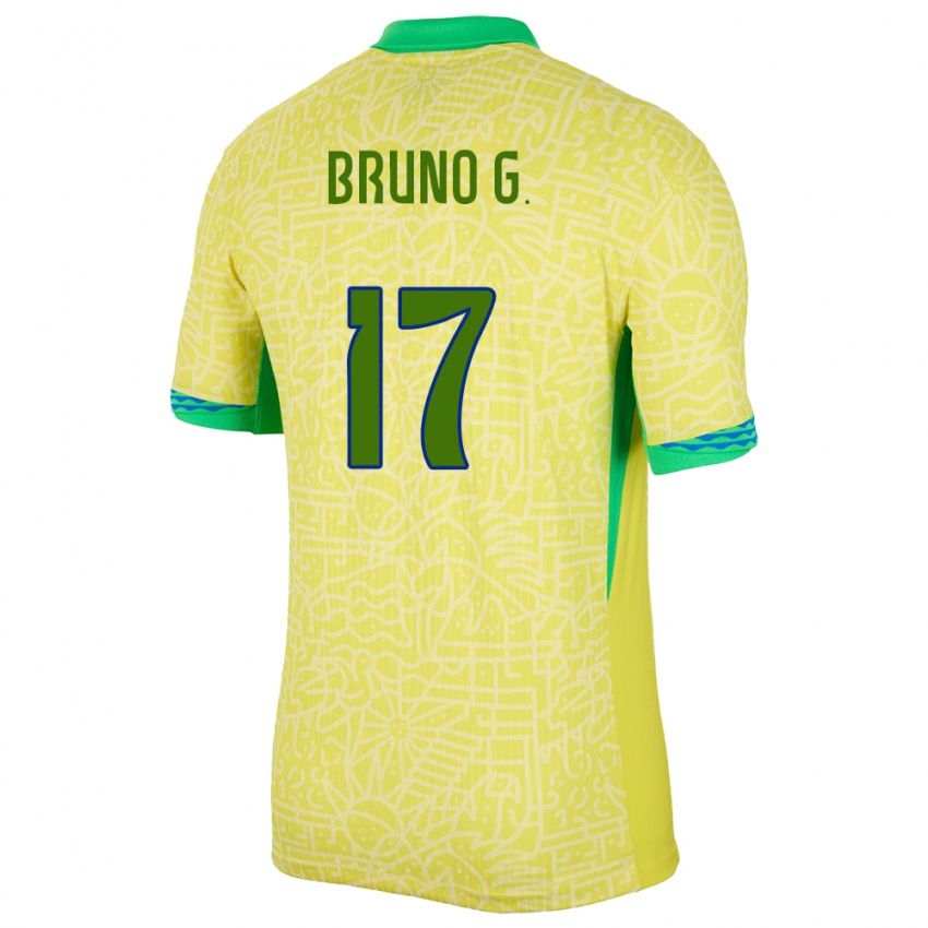 Enfant Maillot Brésil Bruno Guimaraes #17 Jaune Tenues Domicile 24-26 T-Shirt Suisse