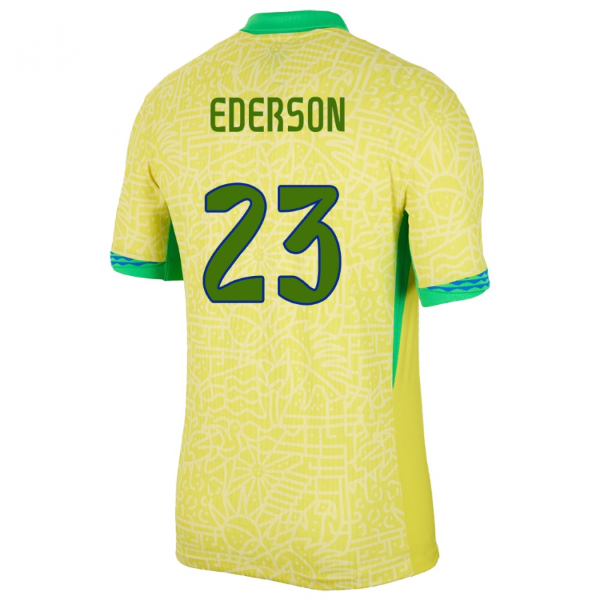 Kinder Brasilien Ederson #23 Gelb Heimtrikot Trikot 24-26 T-Shirt Schweiz