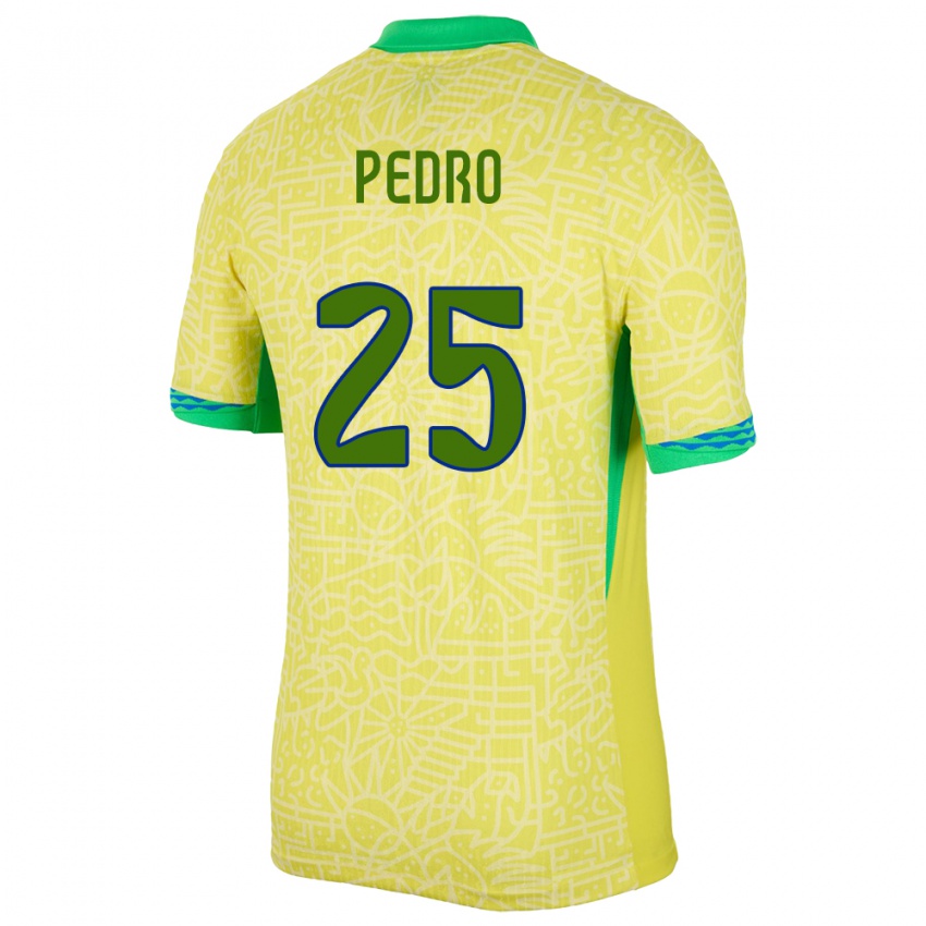 Enfant Maillot Brésil Pedro #25 Jaune Tenues Domicile 24-26 T-Shirt Suisse