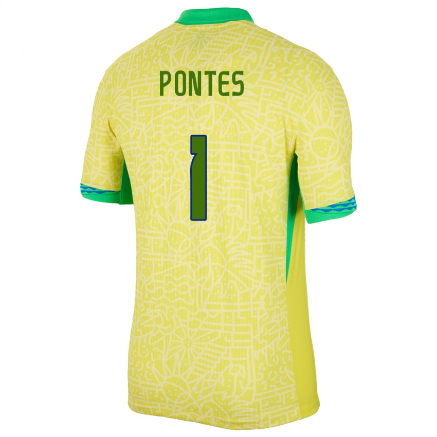 Kinder Brasilien Mycael Pontes #1 Gelb Heimtrikot Trikot 24-26 T-Shirt Schweiz